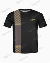 Men's Big Size Simple Plaid Patchwork Letter Printed T-shirt Shorts Set