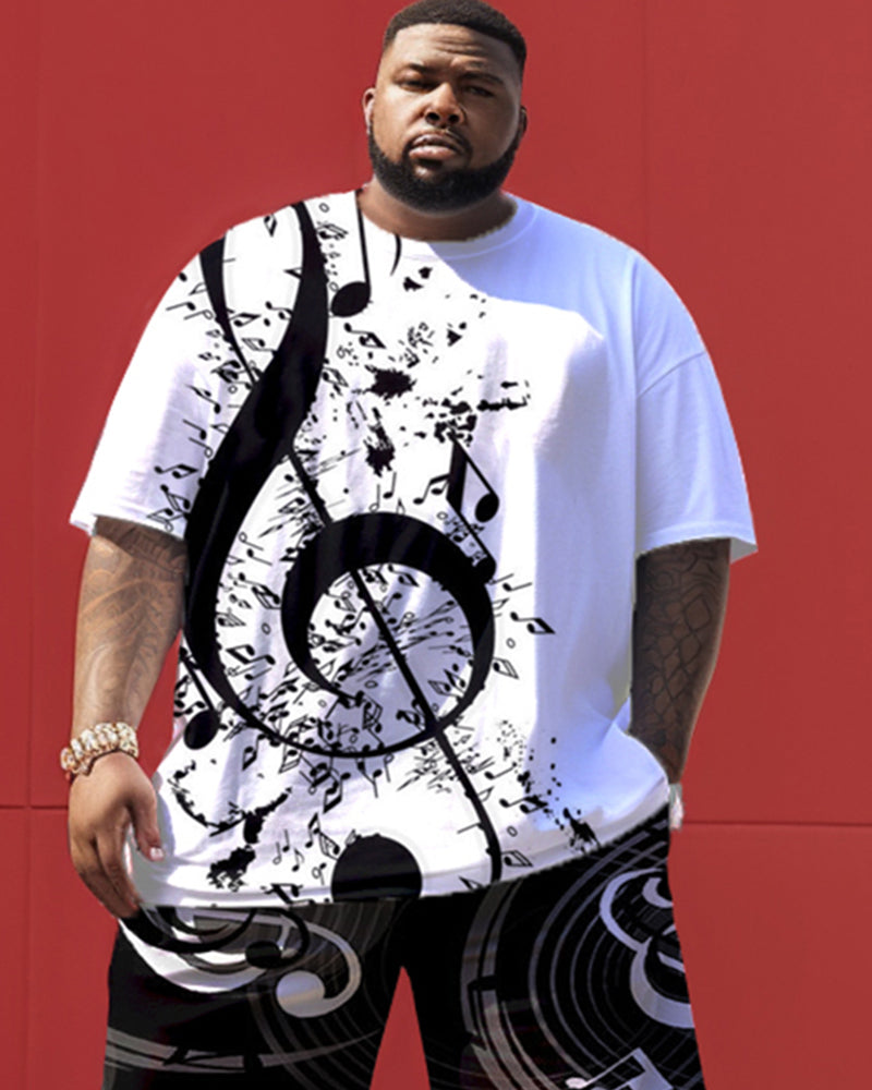 Black and White Musical Note Personalized Print Men's Large Size Set