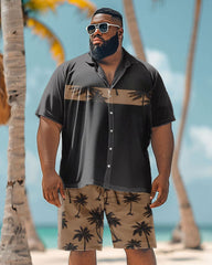 Men's Big & Tall Hawaiian Simple Coconut Tree Print Shirt Shorts Set