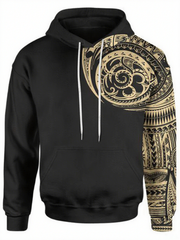 Men's Big and Tall Gold Polynesian Unisex Hoodie Set