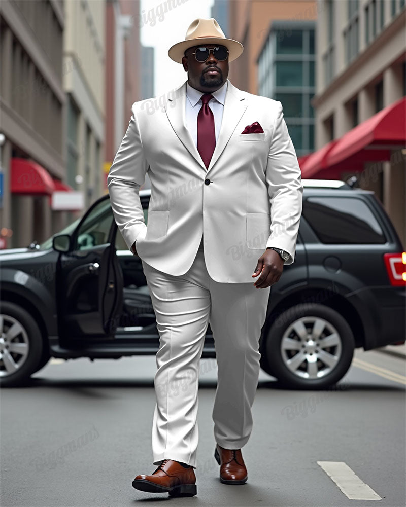 Men's Big and Tall Solid Color Blazer Trousers Suit