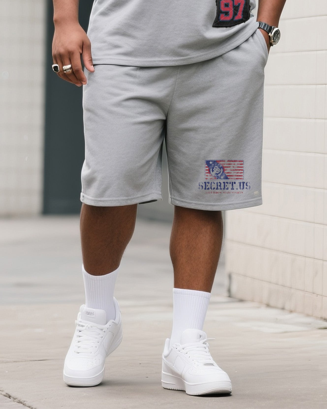 Big & Tall Men's Original Secret. US Continues To Hide Interstate Relations Independence Day Crew Neck T-shirt Shorts Suit