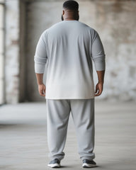 Big & Tall Men's Gray Gradient Number 7 Printed Long Sleeve T-Shirt Pants Suit