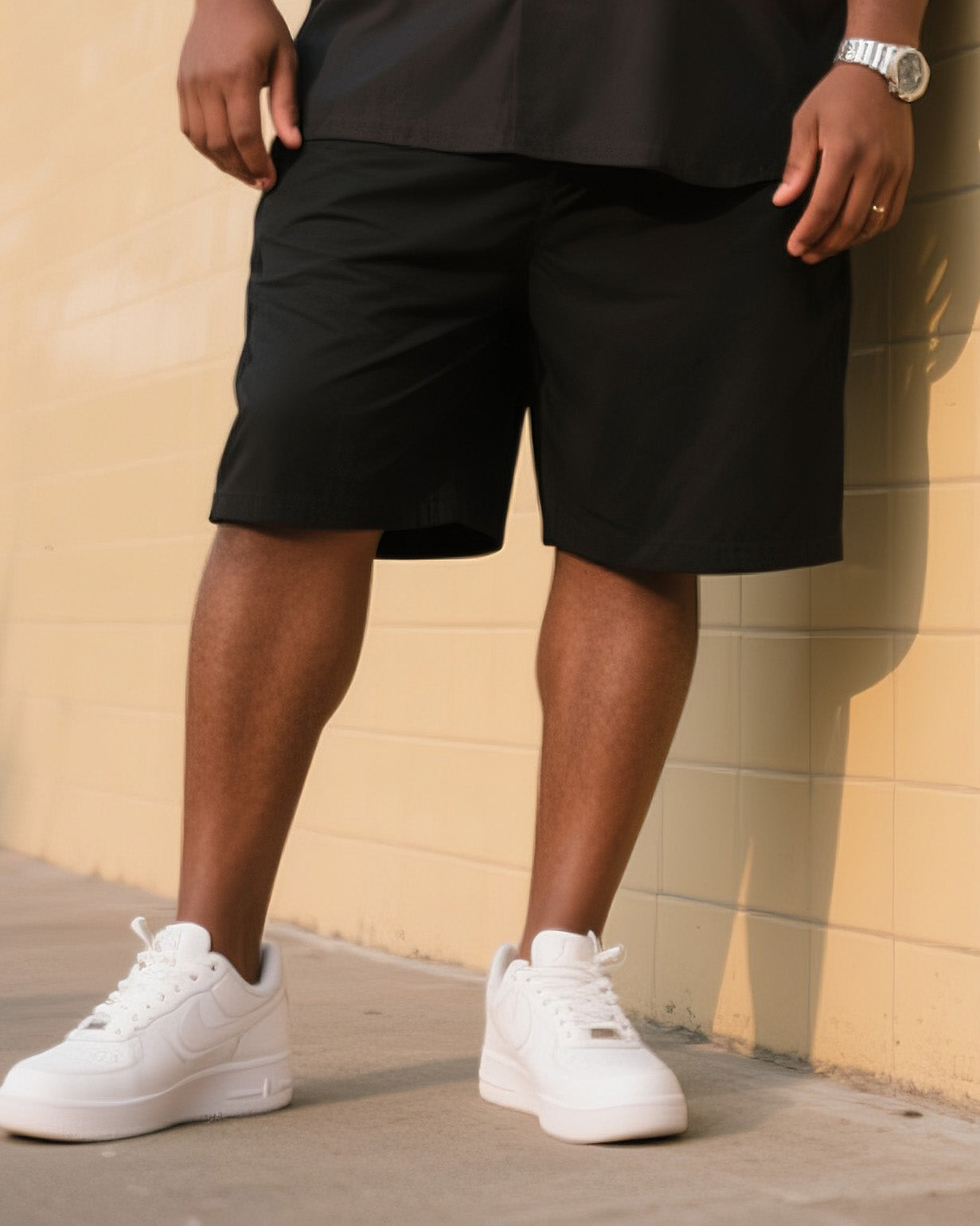 Big Man's Three Color Gradient Micro Label Short Sleeve Shirt Shorts Suit