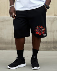 Big Man Street Fashion Handmade Art Personality Graffiti Short Sleeve T-Shirt Shorts Suit
