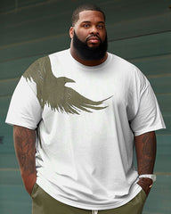 Big Men Casual Simple Gradient Eagle Short Sleeve Shorts Set