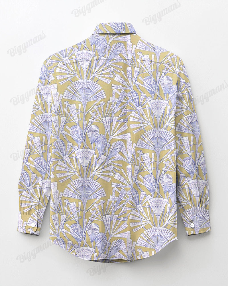 Free Abstract Cotton Long Sleeve Shirt Men's Plus Size