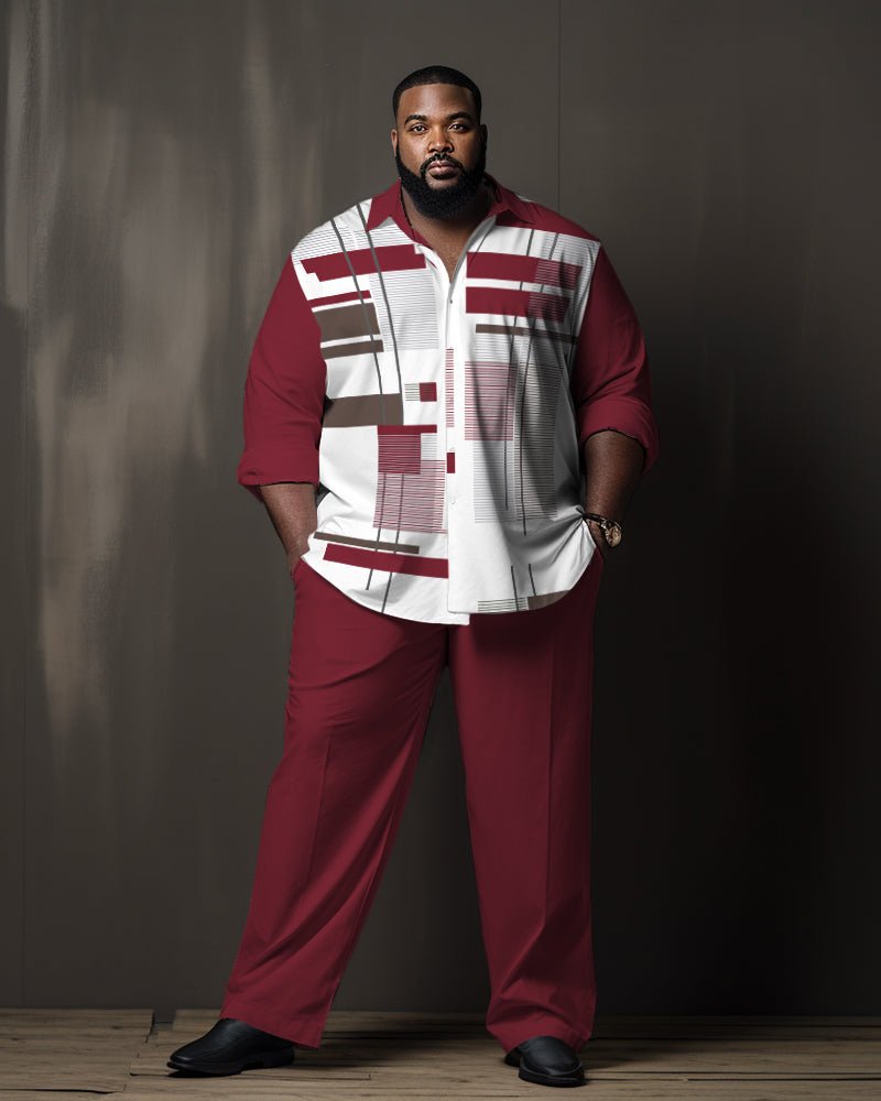 Big Men's Red Square Gradient Long Sleeve Walking Set
