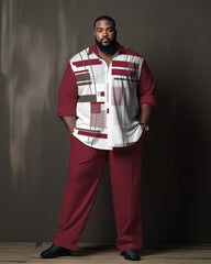 Big Men's Red Square Gradient Long Sleeve Walking Set