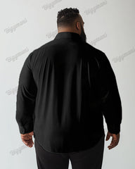 Men's Large Size Colorblock Stripe Lapel Long Sleeve Shirt