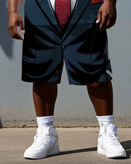 Big & Tall Men's Cartoon Gorillas in a Suit Daily Casual Short Sleeve T-shirt 2-Piece Set