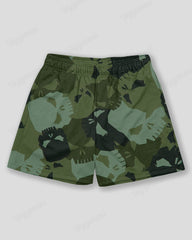 Plus Size Men's Skull Camouflage Graffiti Print Sports Mesh Quick Dry Shorts