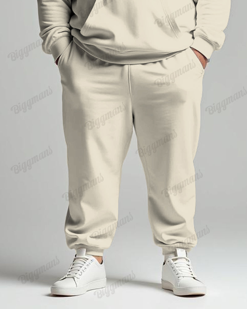 Simple Autumn And Winter Color Number Colorblock Striped Men's Plus Size Hoodie Suit
