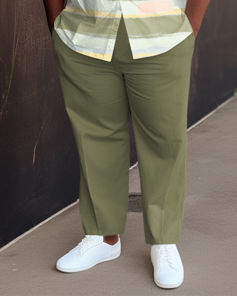 Big Men's Color Block Short Sleeve 2 Piece Walking Set