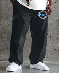 Men's Plus Size Street Fashion Music Graffiti Print T-Shirt Trousers Suit