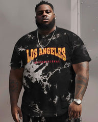 Street Hip Hop Alphabet Print Black Big & Tall Men's Set