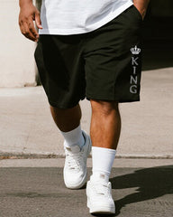 Big & Tall Men's Crown King Alphabet Print Round Neck Short Sleeve T-Shirt Shorts Suit