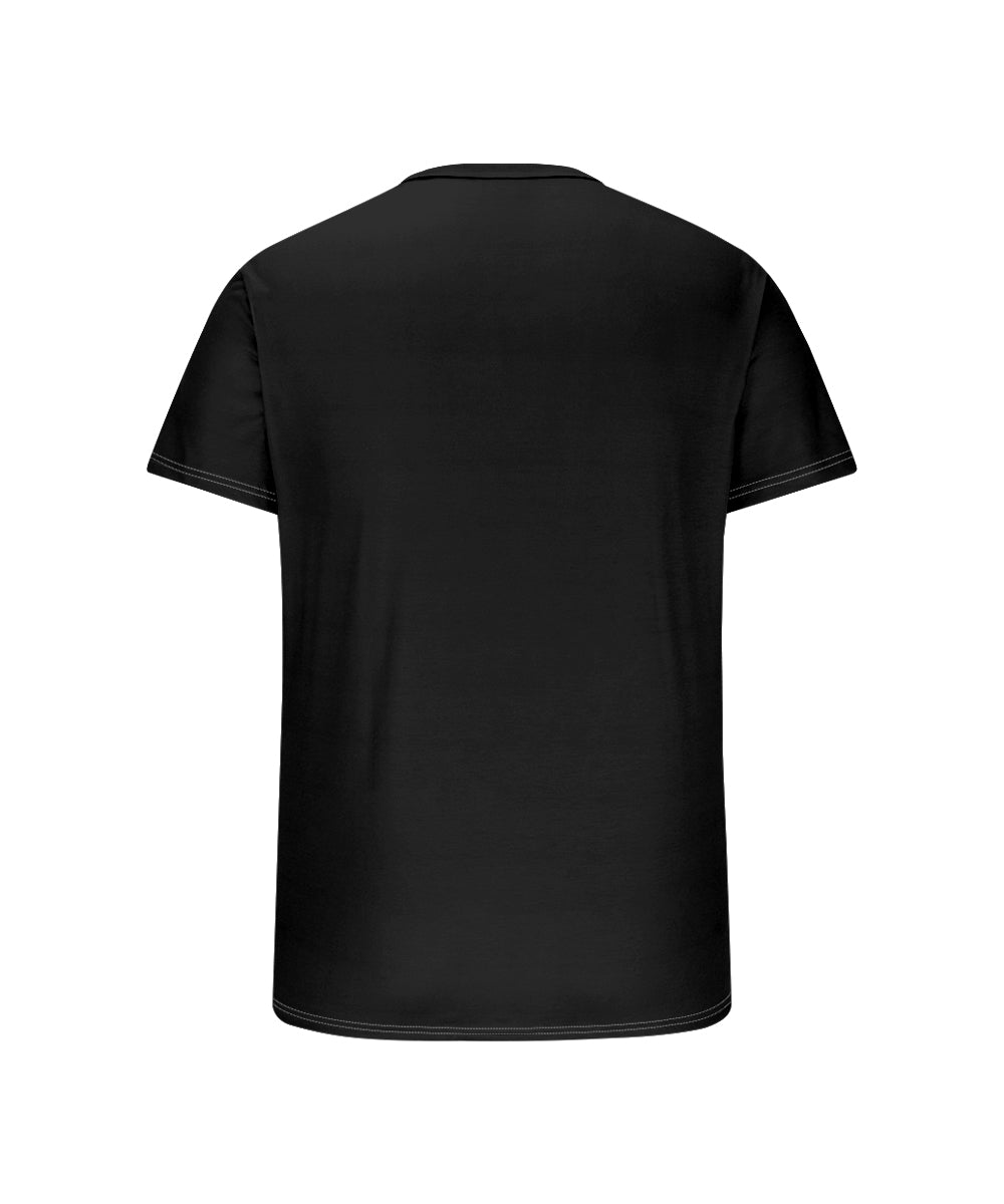 Men's Plus Size Daily Casual Black Bird Print Henry Collar Button Short Sleeve T-Shirt