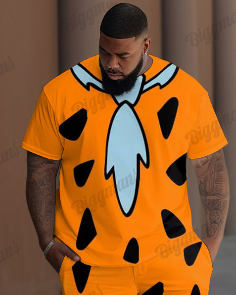 Men's Big and Tall Fred Flintstone Tie T-shirt and Pants Two-Piece Set