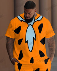 Men's Big and Tall Fred Flintstone Tie T-shirt and Pants Two-Piece Set