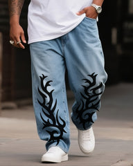 Plus Size Boys 2025 Fashion Street Print Jeans