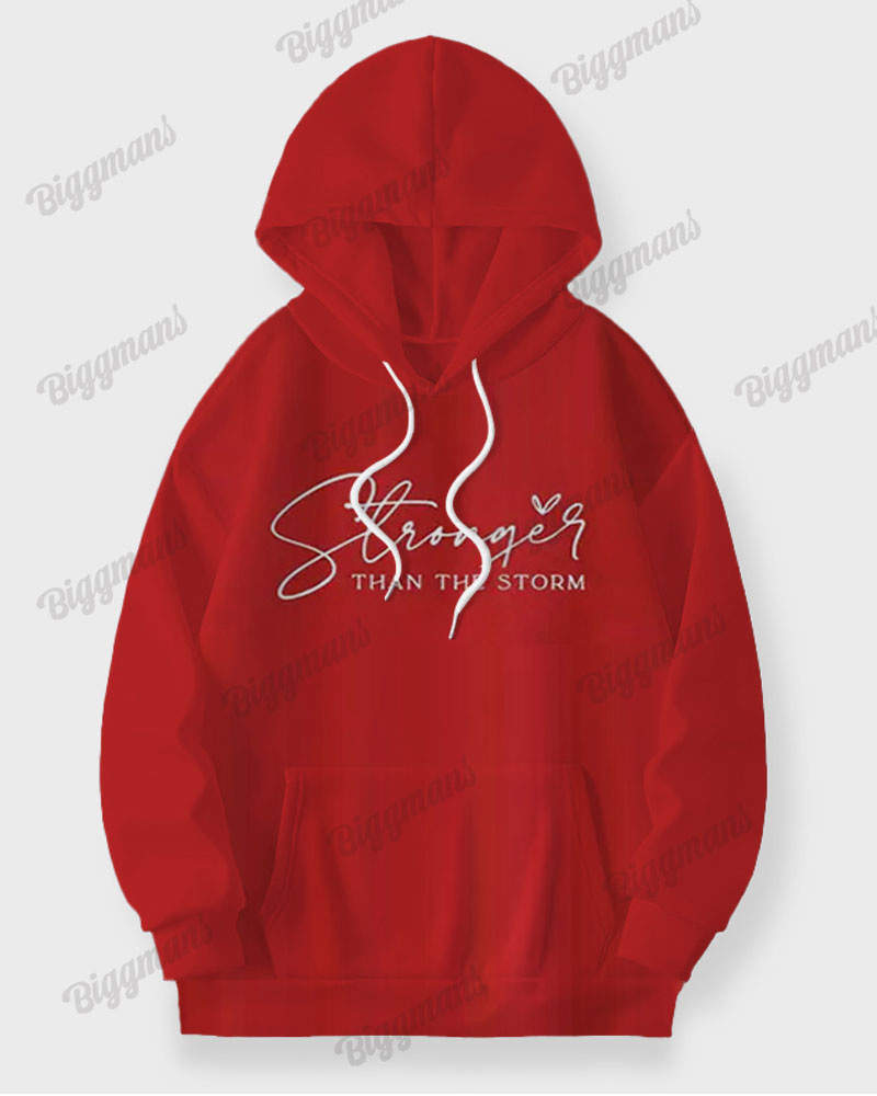 Men's Casual Red And Black Inspirational Phrase Letter Print Plus Size Hoodie Suit