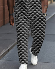 High-grade Pattern Dot Jacquard Polo Shirt Trousers Suit Men's Plus Size