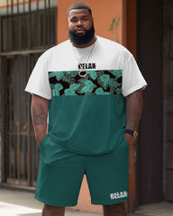 Street Casual Simple Floral Patchwork Printed Large Men's Suit