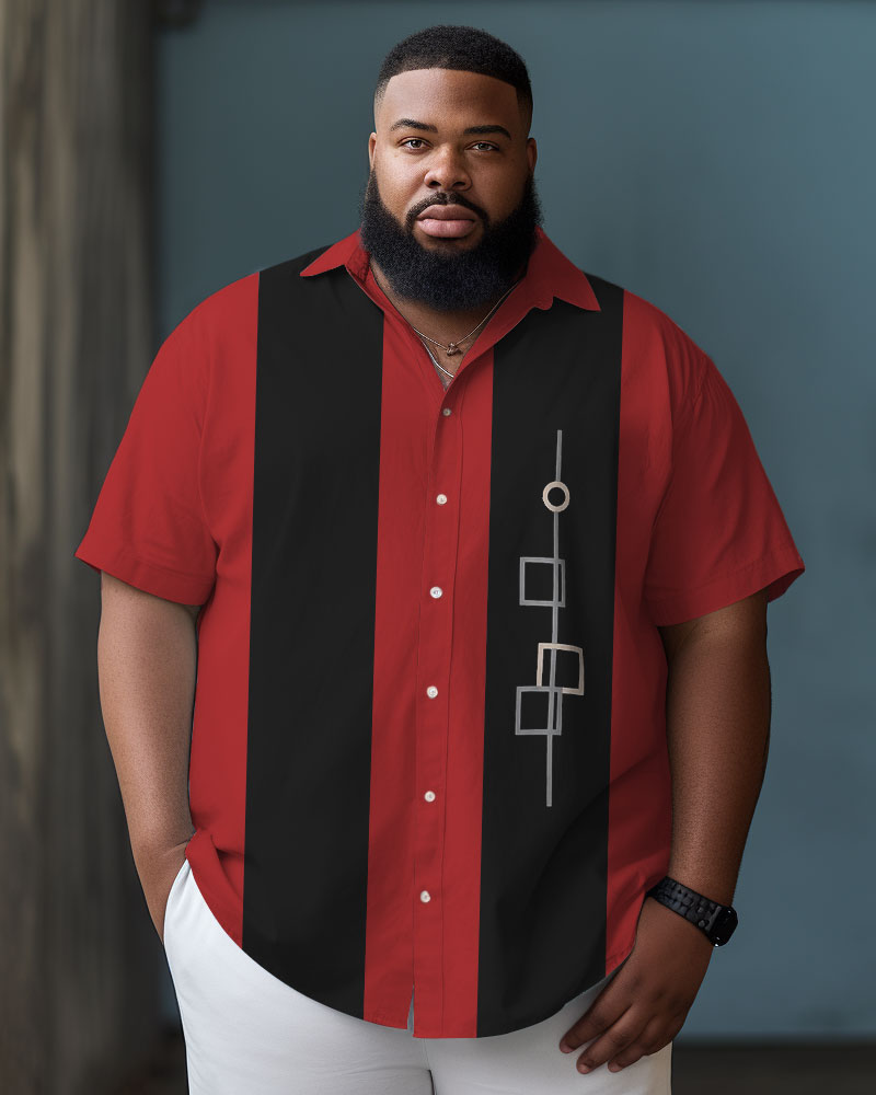 Big Guys Summer Beach Casual Short Sleeve Shirt with Buckle