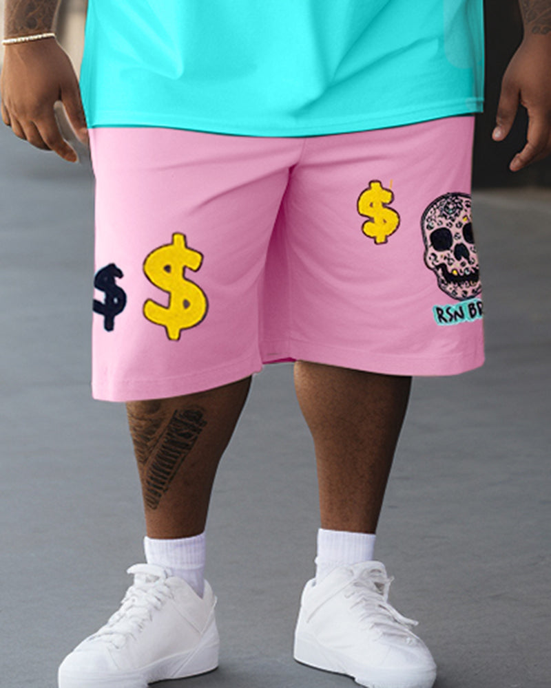 Short Sleeve Plus Size Fashion Casual Print Shorts Sets