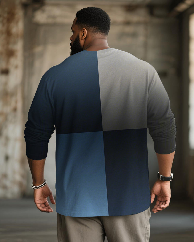 Big & Tall Men's Quad Gradient Begood Alphabet Print Long Sleeve T-Shirt