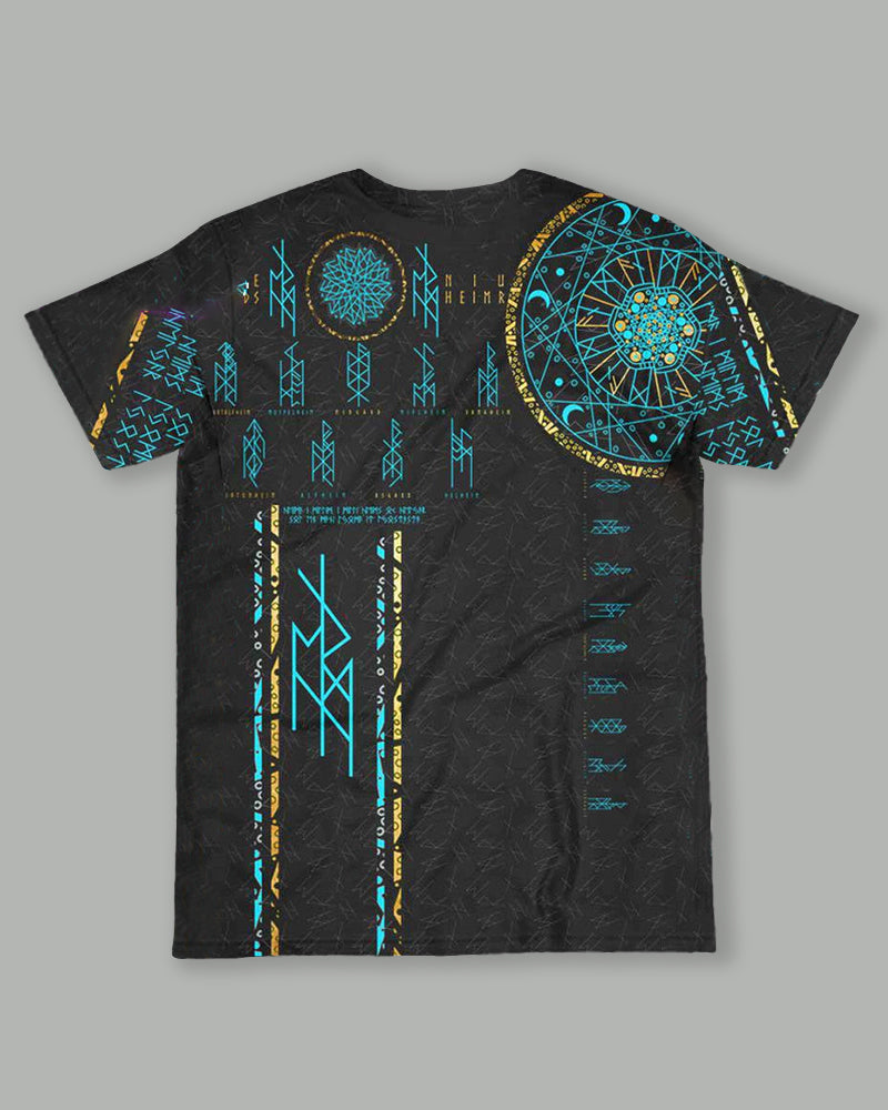 Men's Plus Size Nine Worlds Print T-Shirt Shorts Suit