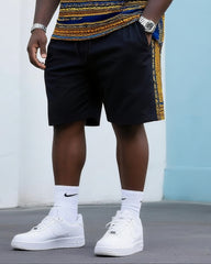 Big & Tall Men's Vintage Printed Crewneck T-Shirt Shorts Suit