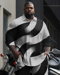 Men's Big & Tall Irregular Color Block Geometric Pattern Long Sleeve Walking Set