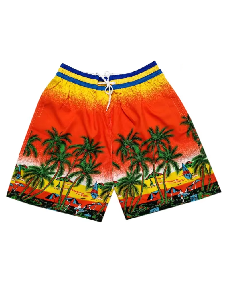 Big & Tall Men's Hawaii. Summer Layer Color Matching Gradient Dusk Coconut Trees. Seaside Beach Pants
