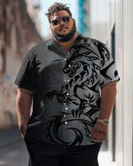 Men's Simple Art Gradient Dragon Pattern Big & Tall Short Sleeve Shirt