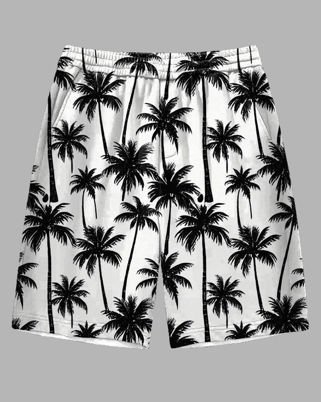 Men's Hawaiian Style Coconut Trees Printed Outdoor Casual Big and Tall Shorts