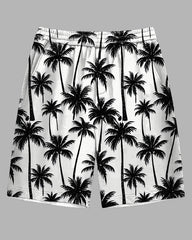 Men's Hawaiian Style Coconut Trees Printed Outdoor Casual Big and Tall Shorts