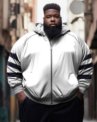 Men's Plus Size Jogger White Sportswear Two Piece Set