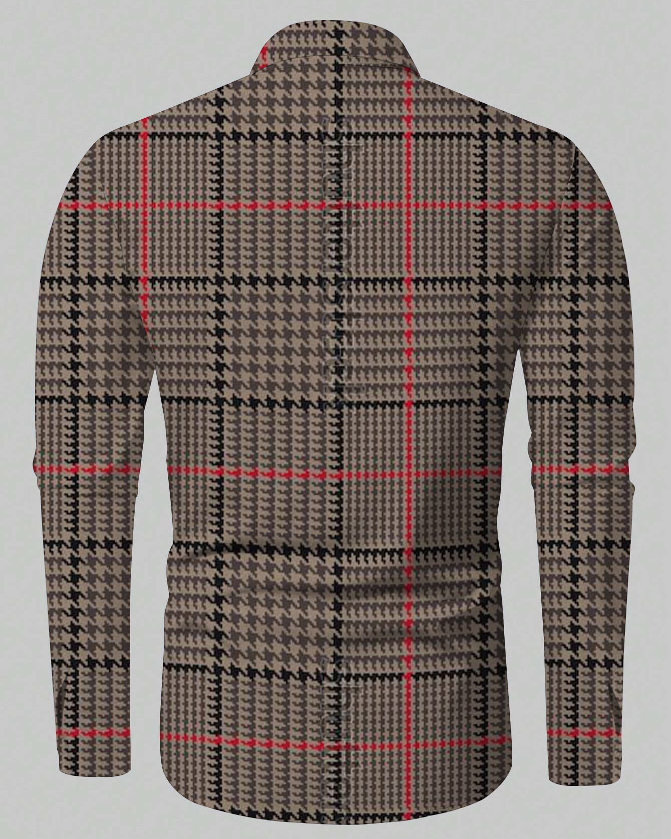 Men's Plus Size Ethnic Style Fine Check Lapel Long Sleeve Shirt