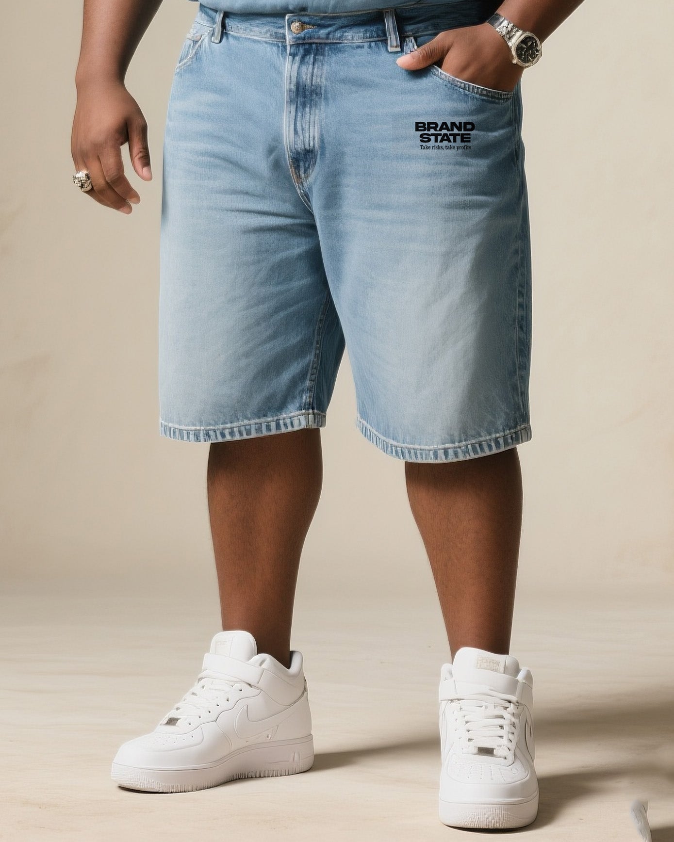 Big Shit Fashion Street Black Print Short Sleeve Shorts Denim Suit