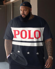 Men's Plus Size Color Matching POLO Two-Piece Set
