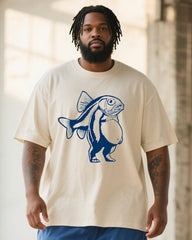 Big & Tall Men's Trippi Troppi Hand-Painted Printed Round Neck Short Sleeve T-Shirt Shorts Suit