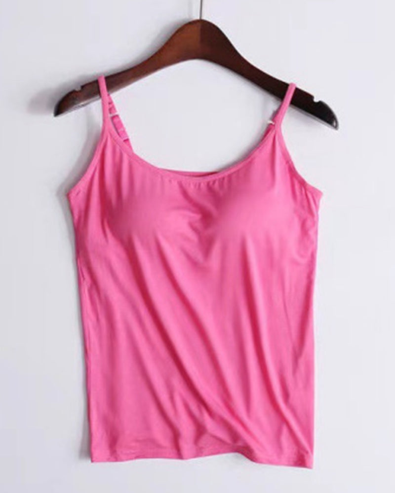 S-6XL Women's Plus Size Solid Color Long Modal Camisole With Chest Pad