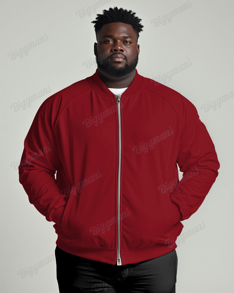 Men's Daily Casual Simple Solid Color Big and Tall Long Sleeve Jacket