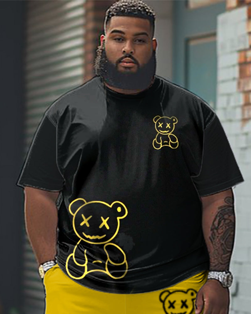 Men's Big & Tall Simple Bear Print T-shirt Shorts Set
