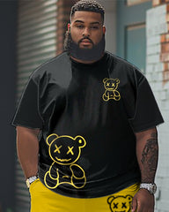Men's Big & Tall Simple Bear Print T-shirt Shorts Set