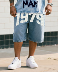 Big Print Mom, I'm Rich. Short Sleeve Shorts Denim Suit