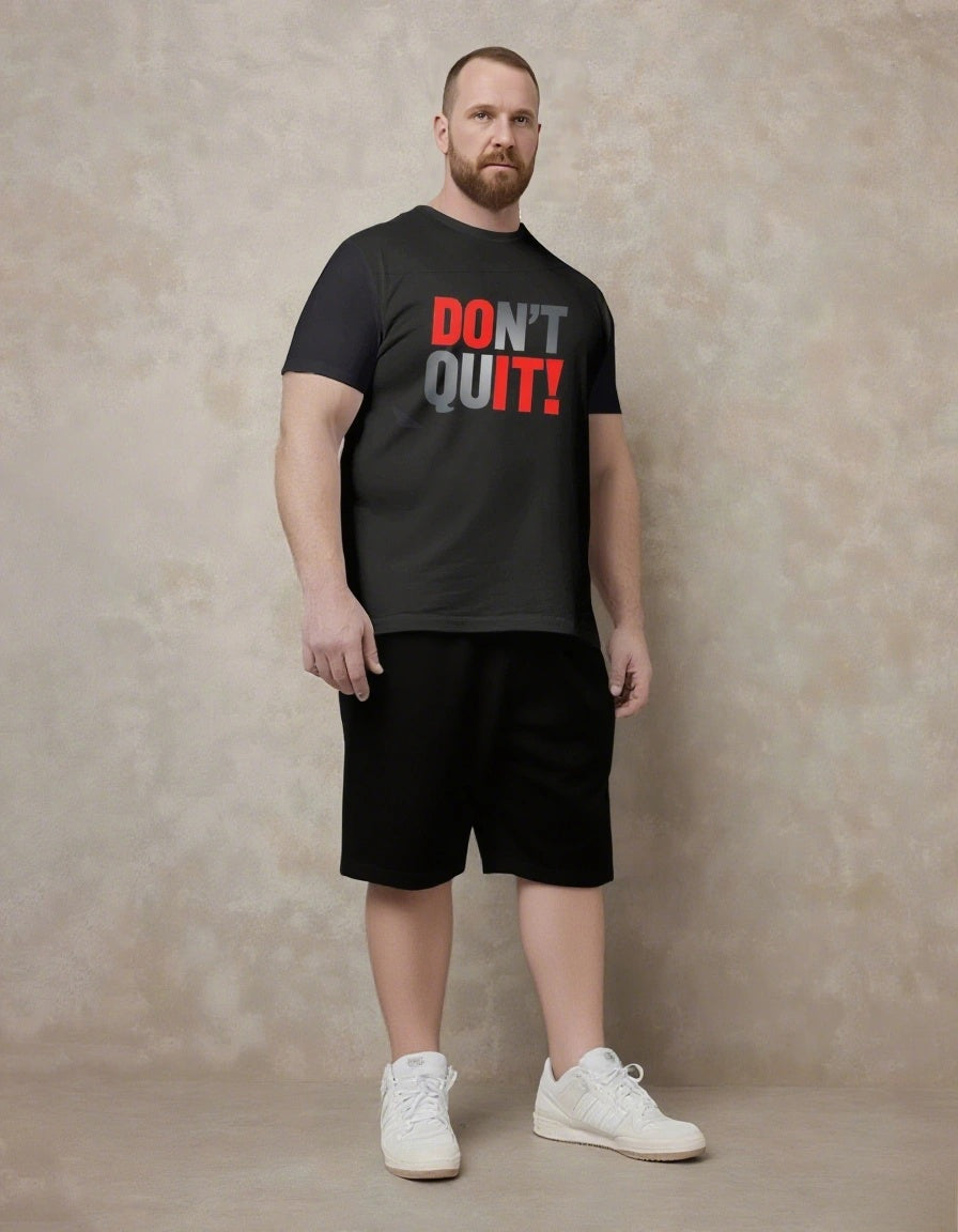 Quit Is Not In Your Code Men's Big and Tall Simple Lettering Short Sleeve T-shirt 2-Piece Set