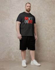 Quit Is Not In Your Code Men's Big and Tall Simple Lettering Short Sleeve T-shirt 2-Piece Set